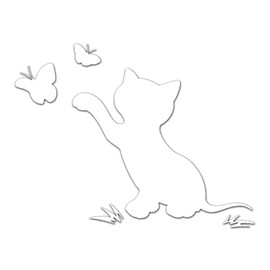 [JASDESIGN] Cat Sticker Cat Sticker Cutting Sticker Car Motorcycle Decal Butterfly Cute JM-191 (White Silver, 1)