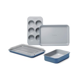 Caraway Caraway Mini Bakeware Set C Naturally Non-Stick, Non-Toxic Ceramic Coating C Compact Baking Pans Set for Small Kitchens & Ovens C Includes Baking Sheets, Muffin Pan, Cooling Rack & Storage - Slate