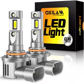 OXILAM hb3 LED Headlight, Roadworthy, Ultra-Bright, Halogen Size, Hi/Lo Switch, 20,000 Lumens, White, 6,500 K, High-Speed Silent Fan, Triple Heat Dissipation, IP68 Waterproof, High-Luminance LED Chip