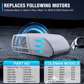 RV AC Fan Motor Replaces Fasco D1092, 1468-306, 7855MVA-A11U, Y6L457D01L, 1468A3069, 7184-0156 etc, Compatible with Coleman Mach RV Air Conditioner Motor, 1/3 HP, 115 Volts, 1675 RPM, 3-Year Warranty