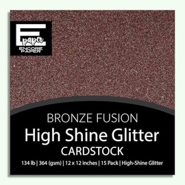 BRONZE FUSION Glitter Luxe Cardstock - Encore Paper - 15 Pack | 12x12 Inch | 134 lb Cover Weight (364 gsm) | High-Shine Glitter on Cardstock Backing | Perfect for Cricut and Silhouette Cutting