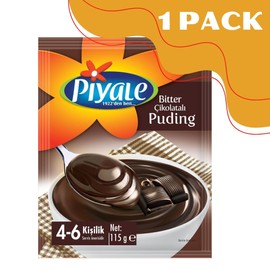 VHD Piyale Dark Chocolate Instant Pudding – Bitter Cikolatalı Puding, Dessert Mix, Packaged Cream Pudding Powder, Easy Cook and Serve, 4 Portions, 115 g/ 4.05 Oz, 1 Pack