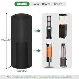 RICHIE Patio Heater Cover, Heavy Duty 420D Oxford Fabric Waterproof Outdoor Boxing Bag Cover, Punch Bag Waterproof, Black Protector Round (120x50x50cm), Black
