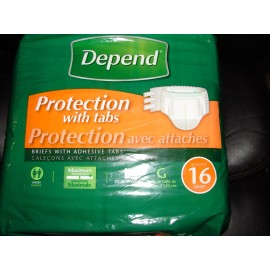 Depend Briefs W/ Adhesive Tabs Max Absorbency 16 Pack New Unopened Unisex 35-49