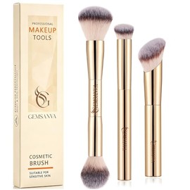 Pinceles corrector de base, juego de 3 brochas de maquillaje de contorno para líquido, polvo, bronceador, corrector, crema, blus, herramientas profesi