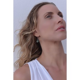 925 Sterling Silver Gemstone Earrings, Dangle Earring Jewelry, (Amethyst, Rose Quartz, Black Onyx, Moonstone, Labradorite), Sterling Silver, Onyx