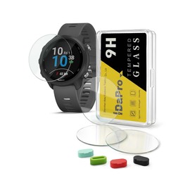 iDaPro 4+4 Pack Screen Protector for Garmin Forerunner 245 Music / 245 smartwatch + Silicone Anti-dust Plugs, 9H Tempered Glass Protection Kit in Reusable Storage Case, Anti-Scratch,Bubble-Free Installation