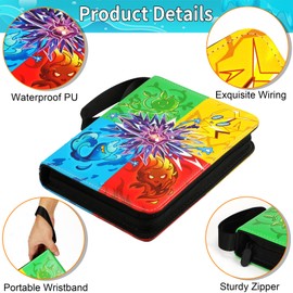 4 Pocket Card Binder for Cards, Trading Card Binder Fits 400 Cards with 50 Removable Sleeves, Zipper Card Holder Case Album Book for Boys Girls