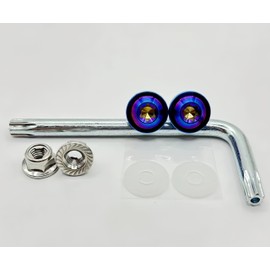 Kuroobaa Motorcycle License Plate Bolts Titanium Anti-theft Screws M6 Set of 2 (Blue)