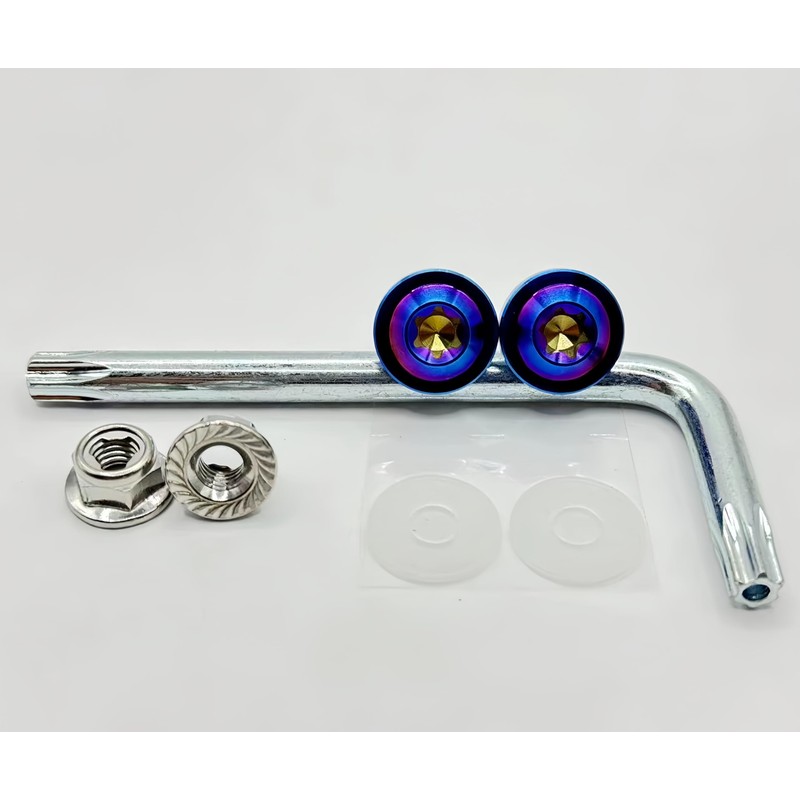 Kuroobaa Motorcycle License Plate Bolts Titanium Anti-theft Screws M6 Set