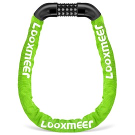 Looxmeer Bike Lock Heavy Duty, 900mm 5-Digit Combination Bicycle Chain Lock High Security, Resettable 100,000 Codes Cycling Lock for Bicycle, Motorcycle, Scooter, Door, Gate Fence, Green