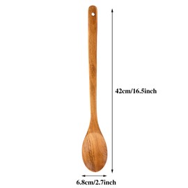 Wooden Mixing Spoon, 16.5 inch Long Wooden Spoon, Long Handled Wooden Spoon For Cooking And Stirring