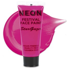 Stargazer Neon UV-Reactive Festival Face and Body Paint, Sweat Proof Vibrant Colour, Pink