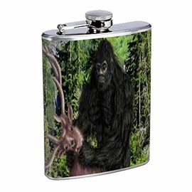 Bigfoot Flask D6 8oz Stainless Steel Sasquatch Yeti Folklore