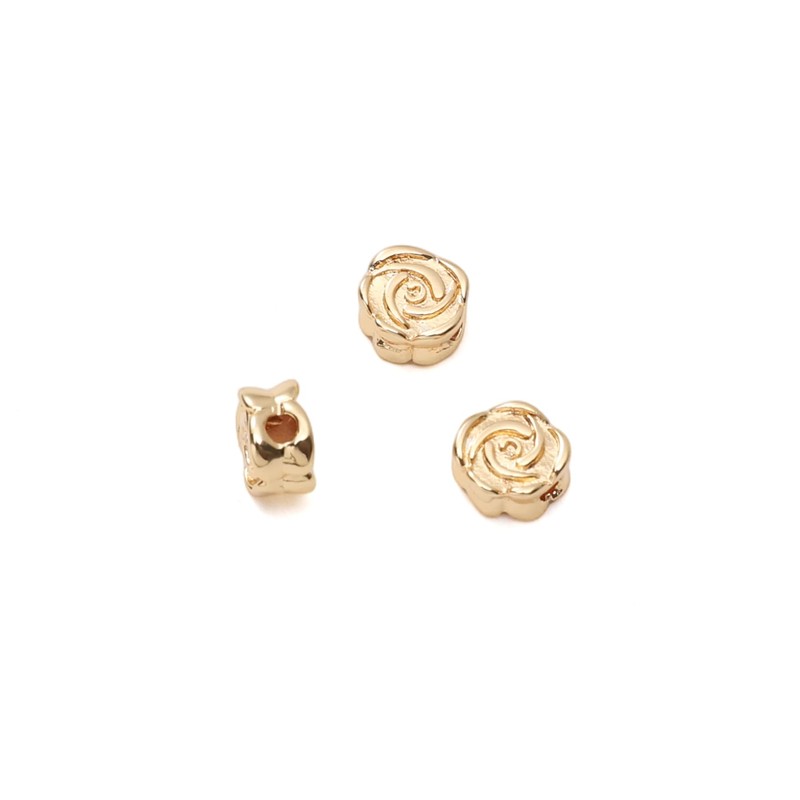 18K Real Gold Plated Non-Tarnish Rose Flower Spacer Beads 6.5x4mm