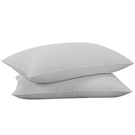 puredown Goose Feathers Down Pillows - Standard Size Bed Sleeping Hotel Collection Pillows Set of 2 with 100% Cotton Cover, Grey