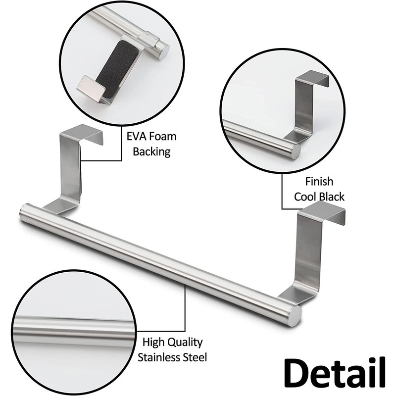 2 Pcs The Door Towel Rack,Stainless Steel Kitchen Towel Holder,for