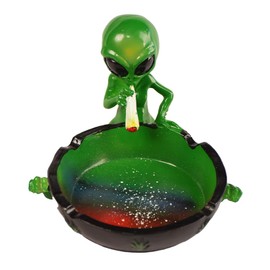 Generic Ornament, Alien Smoking Ashtray,Decor for Home Office, Ornament Gifts (Green), WXR123