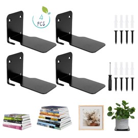 Pack of 4 Invisible Bookcase Floating Shelf Metal for Books Floating Shelves Wall for Bedroom Floating Bookshelf Metal Stable for Office Kitchen