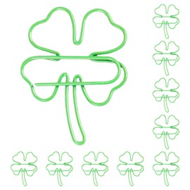 Cute Paper Clips,10 Piece Small Binder Clips - Organizer Decorative 4 Leaf Bookmark Green Fasteners Clamps for Storage Classroom Teacher Crafts Document