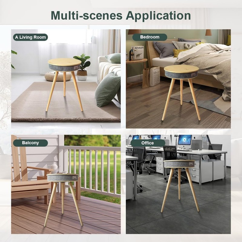 Louis Donné Smart End Table with Bluetooth Speakers, Round Side