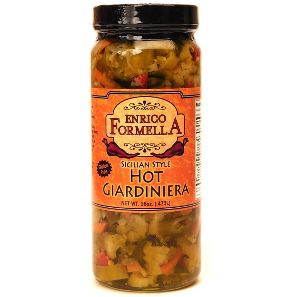 Enrico Formella | Hot Giardiniera | Italian - Chicago Style Hot Pickled Vegetables 16oz.
