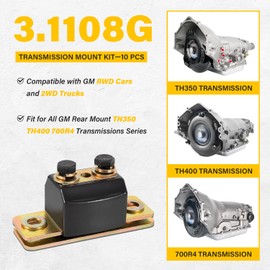 3.1108G Transmission Mount Bracket Kit, for GM RWD Cars and 2WD Trucks, for Chevy Turbo, Replacement for TH350 TH400 700R4 Transmission Mount