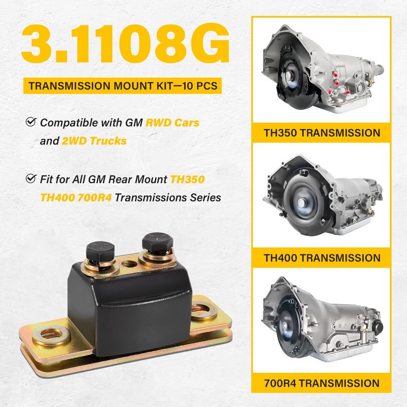 3.1108G Transmission Mount Bracket Kit, for GM RWD Cars and