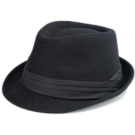 Men&Women Classica Jazz Hat Manhattan Structured Gangster British Triblly Hat Fedora Hat(as8, Alpha, l, Black, 59cm/23.22inch)