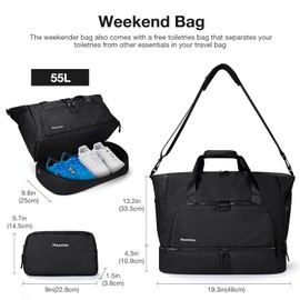 Noozion Gym Bag for Women, Travel Duffel Bags with Shoe Compartment, Weekender Bags for Women with Wet Pocket,Carry on Overnight Tote with Toiletry Bag