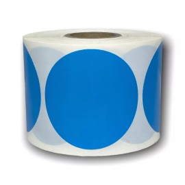 Labels and More Zebra Rollo 2" Round Blue Direct Thermal Labels Self-Adhesive Stickers 750 PCS