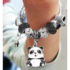 Sparkly Black Crystal and Silver Plated Panda Charm Bracelet with