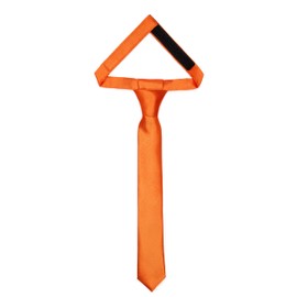 Ladeheid Children's Tie for Boys - Elegant Shiny Look, Pre-Tied with a Velcro Fastening, Perfect for Special Occasions - Stylish Tie Size 31 cm x 4 cm TKS, orange