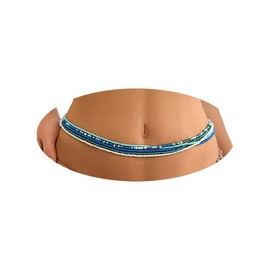 Waist Beads for Women, African Plus Size Belly Beads Waist Chain, Belly Chain Body Chain Jewelry for Women Beach Body Jewelry 29.5 inch (Blue)