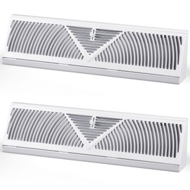 Yaocom 2 Pack Baseboard Register Vent 24 Inch Duct Opening Size Vent Covers for Home Floor Diffuser Wall Corner Baseboard Air Covers, Smooth Air Adjust Lever, Easy Install, White
