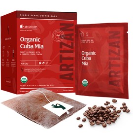 Artizan Organic Single-Serve Coffee Bags – Cuba Mia Blend | Full City Roast | 20 Count | On-the-Go Convenience - No Equipment Needed | Specialty Grade, Craft Roasted, Nitro-Sealed, Compostable