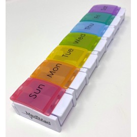 Weekly Pill Organizer, BPA Free, 7 Day Pill Box Case Spring Assisted Lid, Large Compartments Ideal for Vitamins, Cod Liver Oil, Supplements and Medication (A. 7 Day)