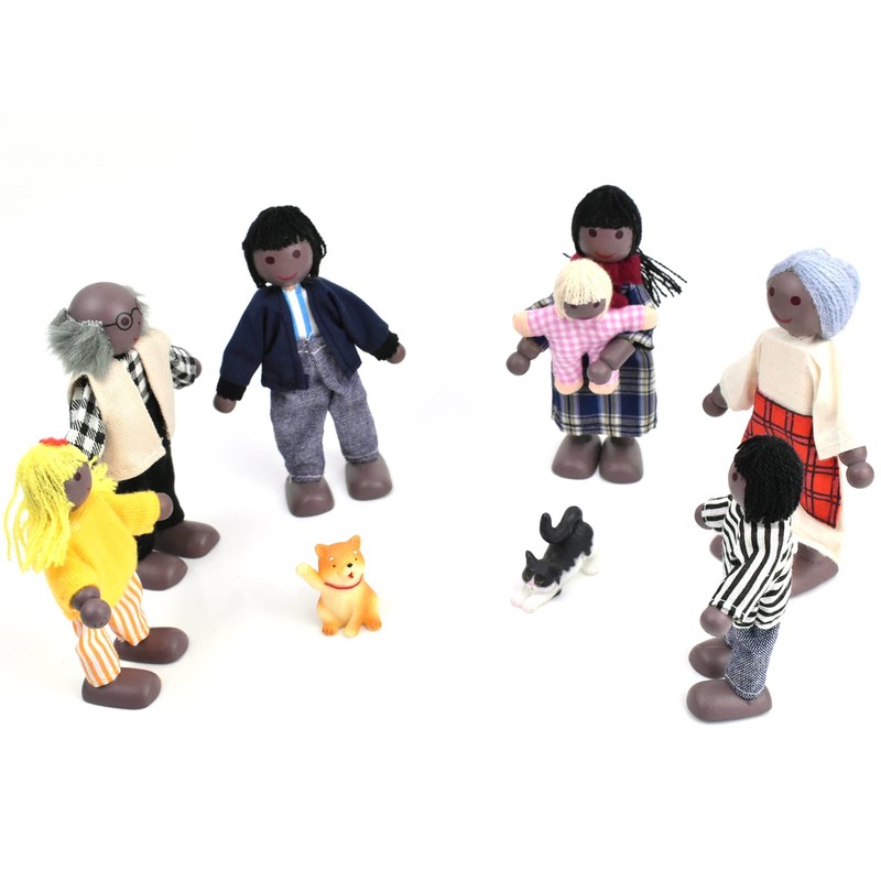 Jzszera Dolls House People of 7 Wooden Figure Set and