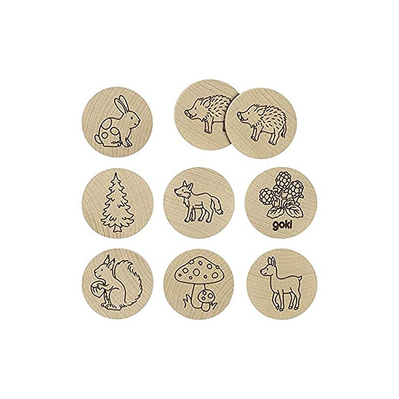 goki 56770 Juego de Memoria Selva Memo Game Brown