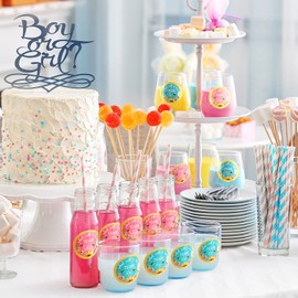 Zonon 120 Pcs Bee Baby Shower Gender Reveal Stickers 2 Inch Gold Glitter Pink Blue Team Girl or Boy Bee Team He or She Baby Shower Labels Sticker for Gender Reveal Party Games Supplies