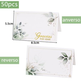 BETESSIN Pack of 50 Wedding Place Cards - Gracias por Venir - Spanish Name Cards - Place Cards for Writing on - Table Decoration for Weddings and Much More