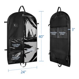 Zilink Dance Costume Garment Bag 40 Inch Garment Bag for Dance Competition with 5 Clear Zipper Pockets and Handles for Dance Competition Closet Storage, Black, 3 Pack