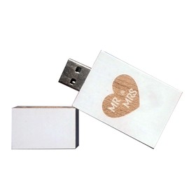 Desuerte 16GB White USB Flash Drive with MR & MRS Laser Engraving - Elegant Wedding Gift for Bride and Groom, Newlyweds