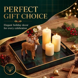 Nuanchu Tartan Christmas Serving Tray, Square Decorative Coffee Table Tray