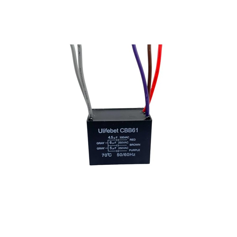 Capacitor triple CBB61 para ventilador con 5 cables a 250V