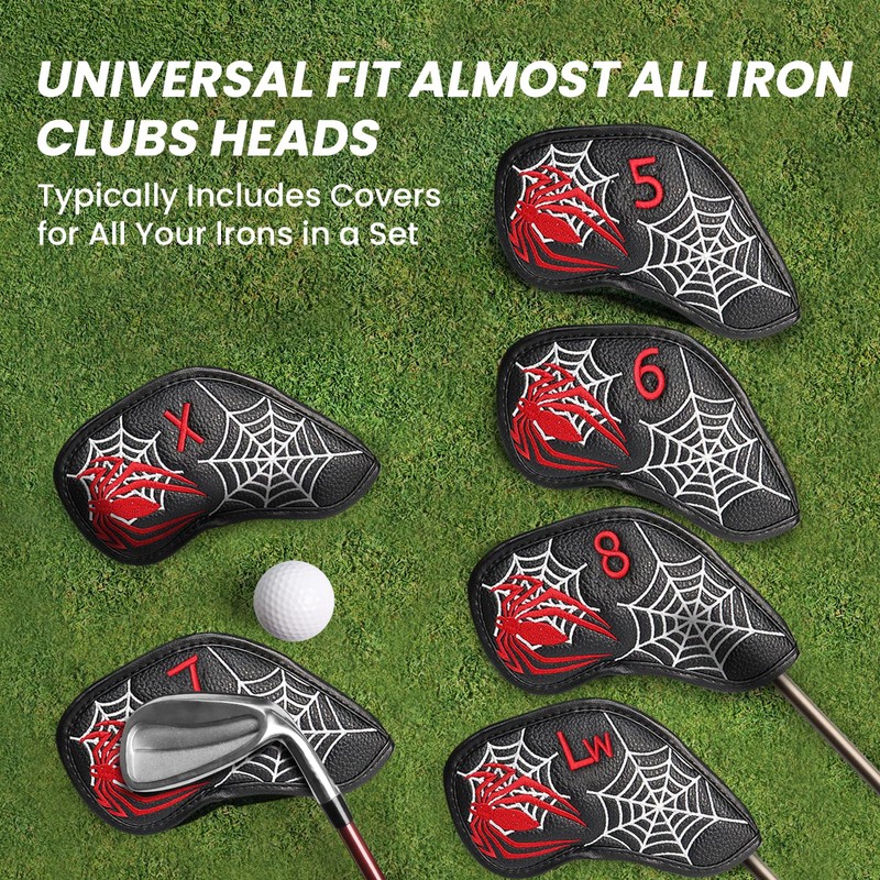 Golf Iron Head Covers Numbers Synthetic Leather Headcover Deluxe Value