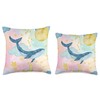 Cute Sky Whale with pastel background Throw Pillow
