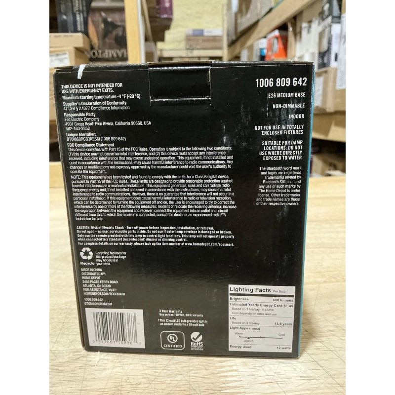 Eco-Smart Ecosmart LED Light Bulb Speaker w/Bluetooth 60W Color Changing