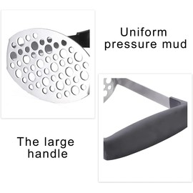 RIJIS Heavy Duty Strong Stainless Steel Potato Masher Black Handle Gadgets Kitchen Accessories Cooking