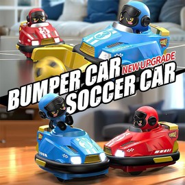 OBEST 2 Pack Remote Control Bumper Cars Toys for Kids, Speed Bumper Cars Games, RC Battle Bumpers, Cartoon Cars with Music & Light, Christmas Birthday Gifts